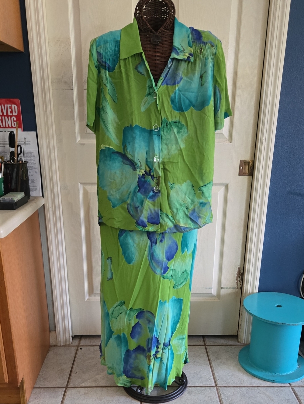 Carole Little Green and Teal Floral Two-Piece Set